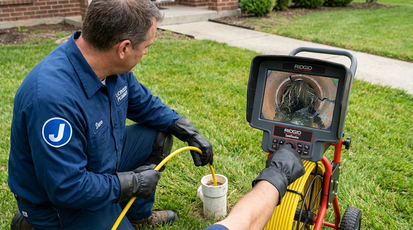 Sewer camera inspection being performed by Johns Plumbing LLC in Oakdale